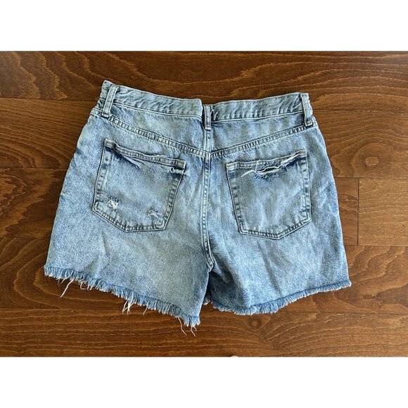 We The Free People Denim Shorts Sz 29 Distressed Frayed Hem Button Fly - Picture 7 of 7